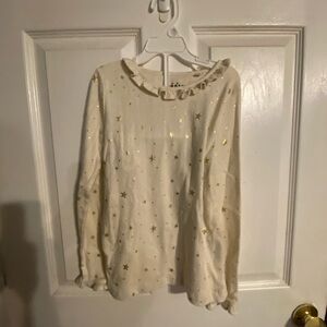 EUC 2 Mini Boden Girls Long Sleeve Star Print Tops Mint 7-8 Yrs Beige 9-10 Yrs